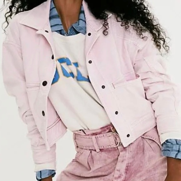 Free People Denim Jacket Sorbet - Picture 1 of 4
